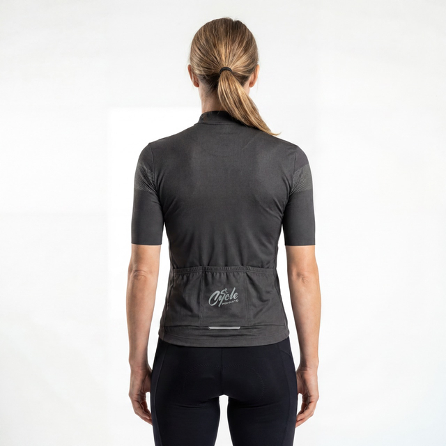 Kurzarm-Radtrikot für Damen mit reflektierendem Aufdruck