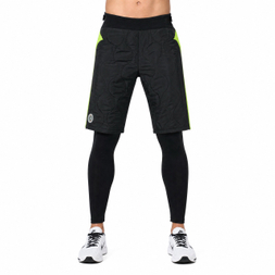 Windfeste Herren-Baselayer-2-in-1-Baselayer-Hose mit verstellbarer Taille für den Außenbereich mit Steppmuster und Farbblock