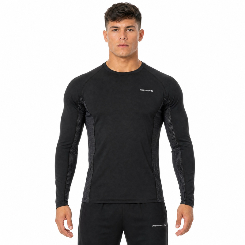 Herren-Kompressions-Baselayer mit reflektierenden Besätzen, aktive Slim-Fit-Oberteile