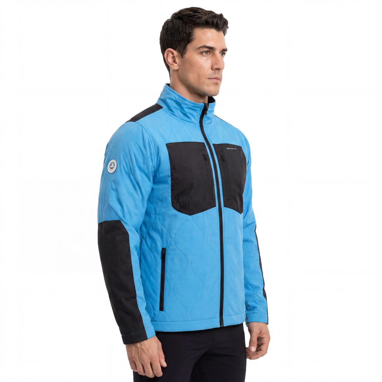 Herren-Jacke mit Reißverschluss, Camping, Wandern, Bergsteigen, Alpinismus, Quilten, Farbblockierung