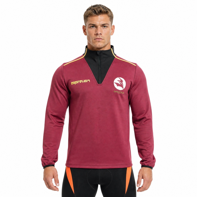 Herren-Sportjacke mit halbem Reißverschluss und Farbblock