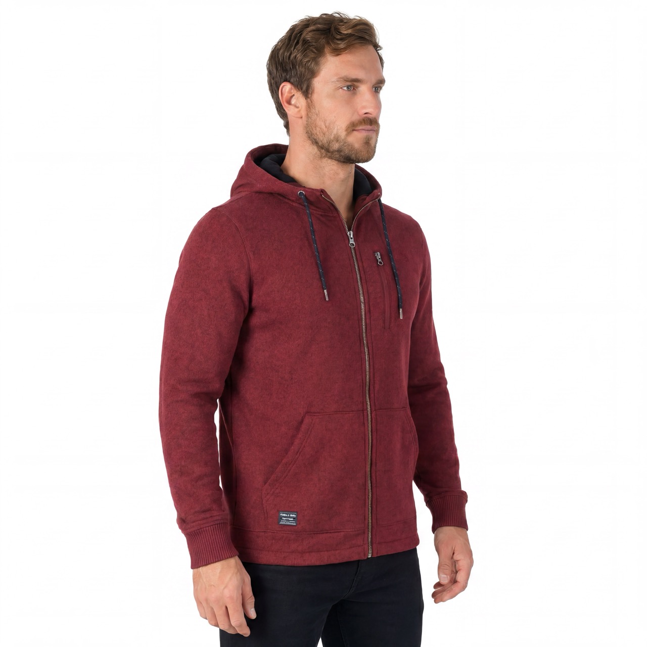 Bonded Zip Thru Hoodie für Herren, gemütliches, thermisches, winddichtes Kletter- und Wander-Sweatshirt