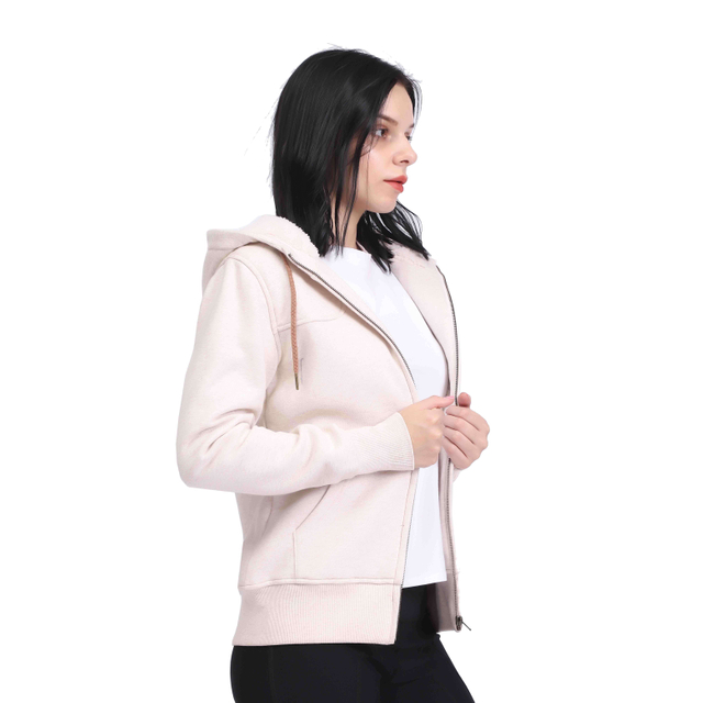 Frauen sherpa ausgekleidetes Reißverschluss Thermal Hoodie Sweatshirt
