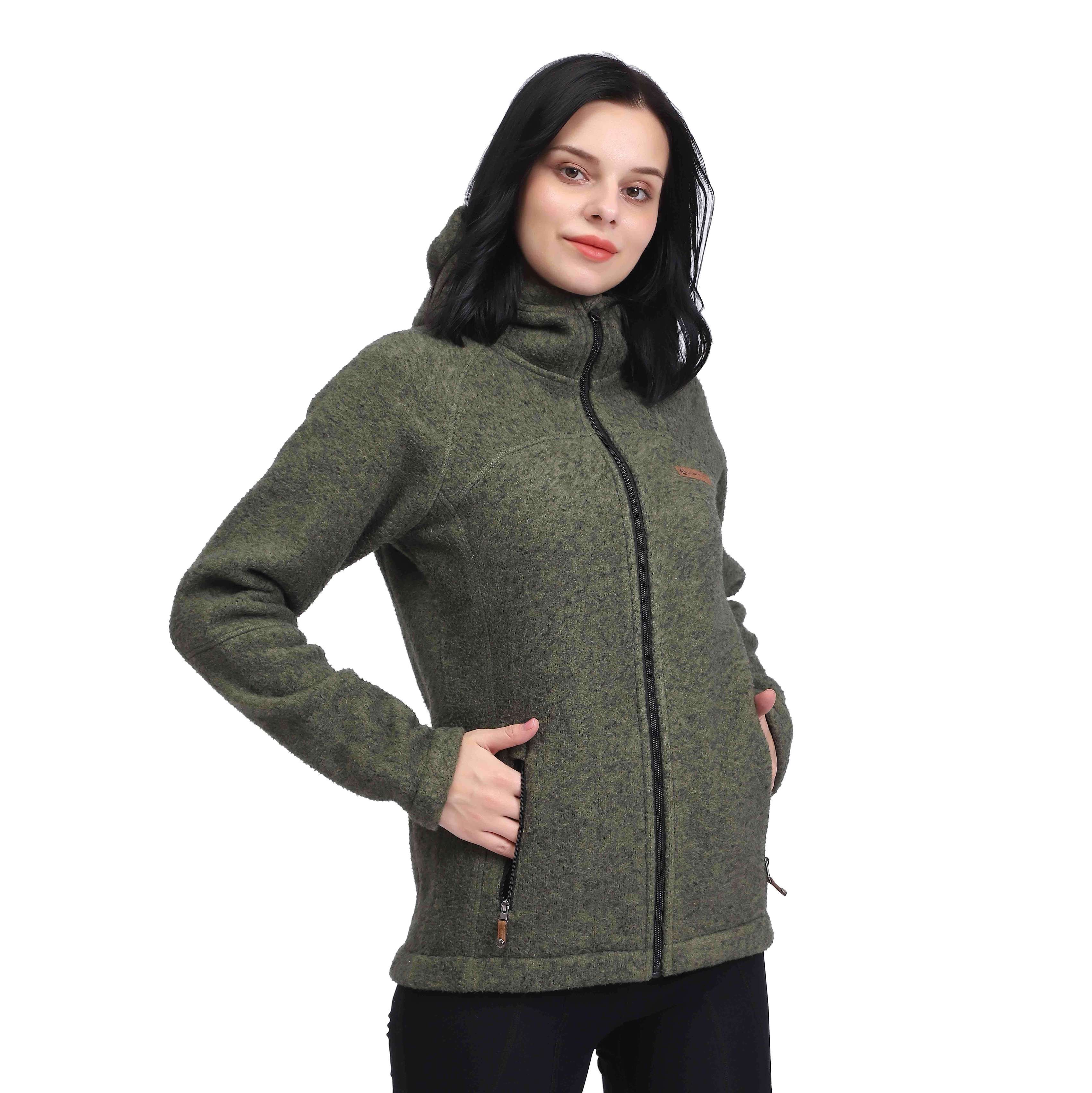 Thermo-Hoodie aus schwerem Polarfleece mit durchgehendem Reißverschluss für Damen