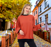 Women Crewneck Fluro Kontrast stilvolle lockere Passform über Schulter -Sweatshirt -Tops