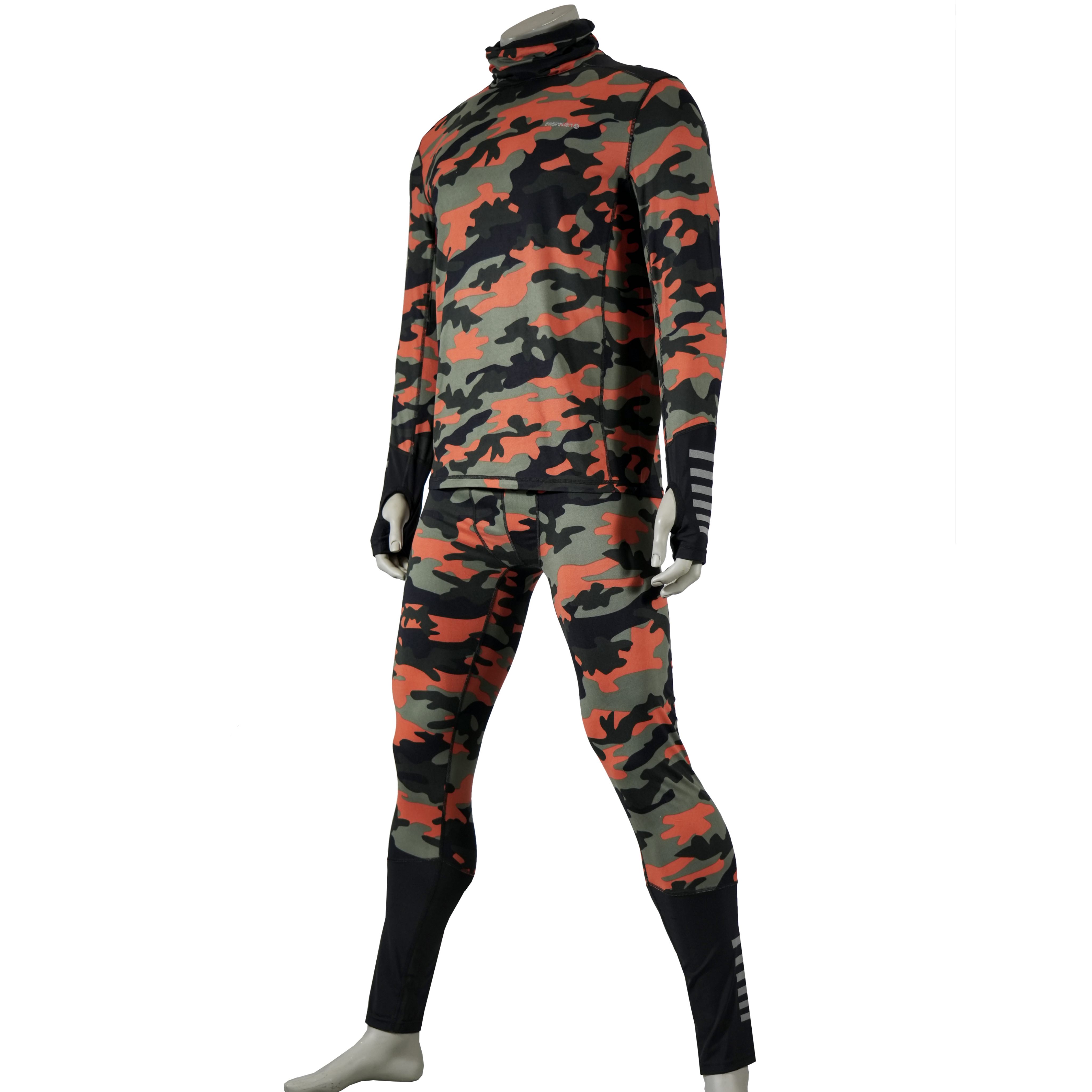 Herren Camouflage Print Baselayer Hochkragen -Trikotset Set