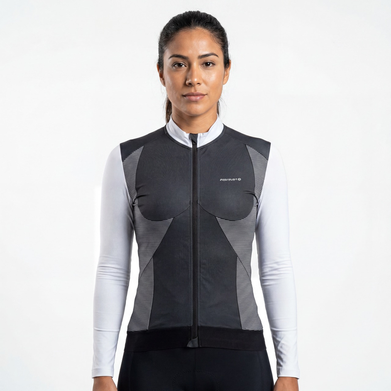 Damen-Radtrikotjacke mit Farbblockeinsätzen