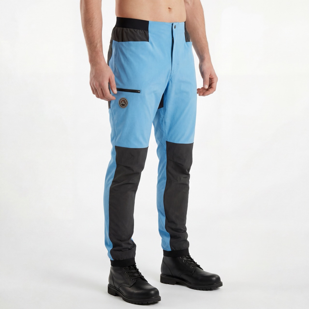 Herren-Wanderhose mit Farbblock-Motiv, elastische Taille