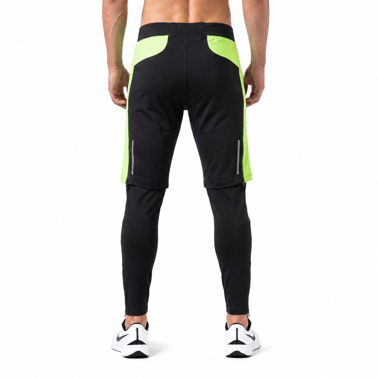 Windfeste Herren-Baselayer-2-in-1-Baselayer-Hose mit verstellbarer Taille für den Außenbereich mit Steppmuster und Farbblock