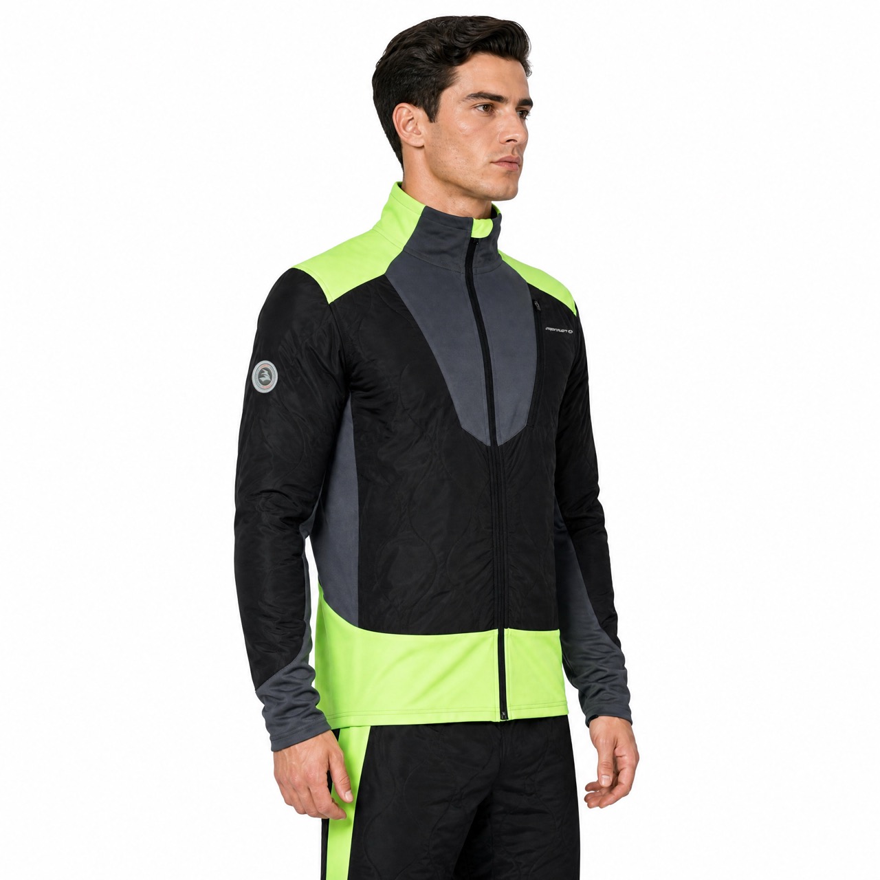 Windfeste Herren-Outdoor-Jacke mit Stepp-Farbblock und Fluro-Besatz