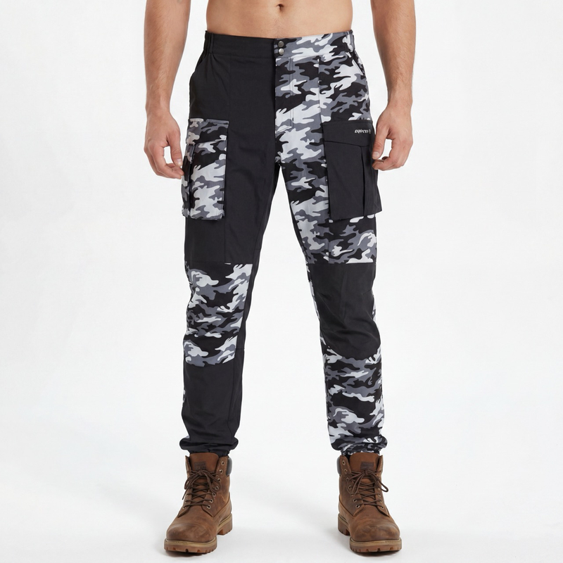 Wanderhose für Herren mit Camouflage-Print und Farbblockeinsätzen