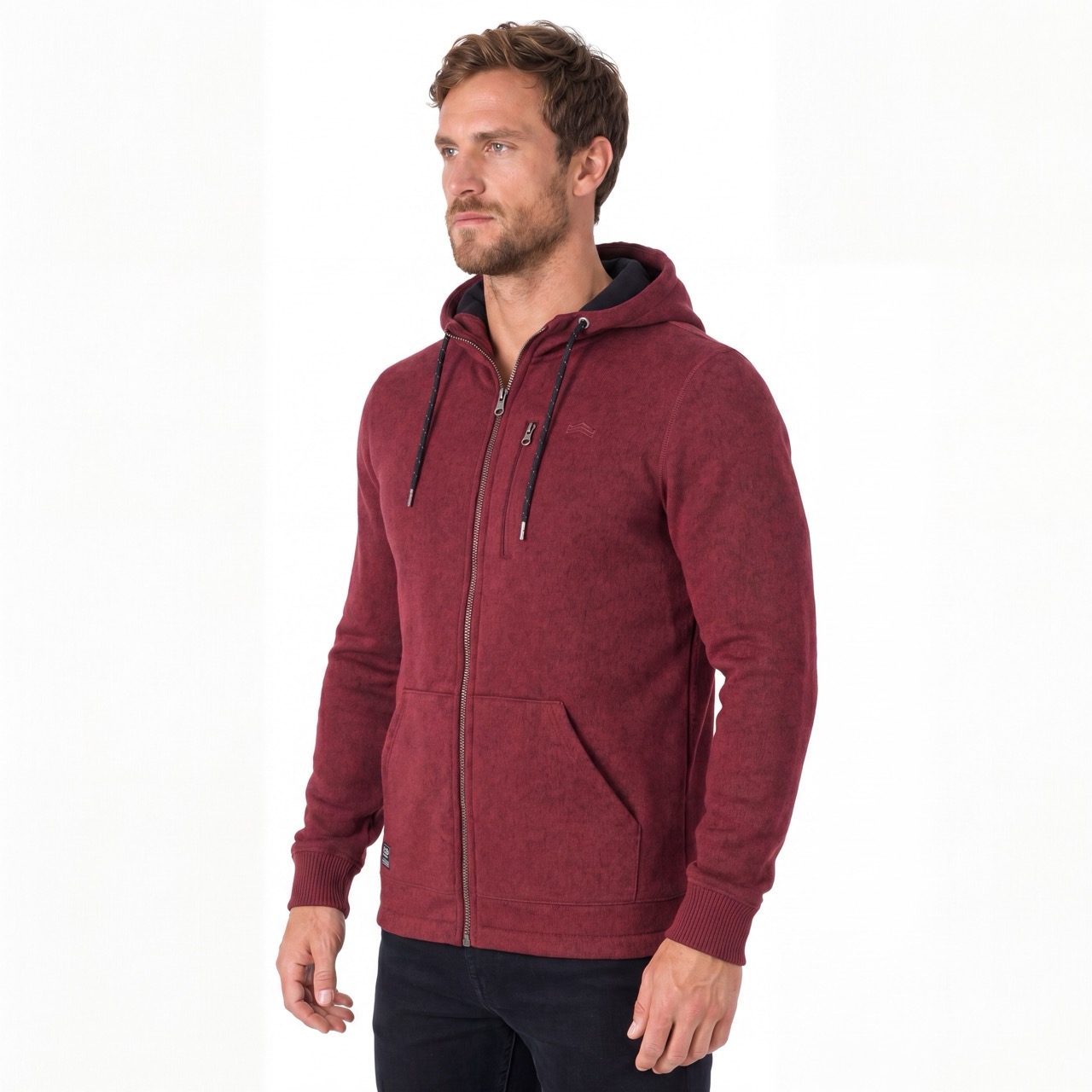 Bonded Zip Thru Hoodie für Herren, gemütliches, thermisches, winddichtes Kletter- und Wander-Sweatshirt