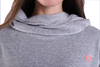 Damen Grey Athletic Pullover Hoodie Performance High Cowl Neck Tech Velours Hemd