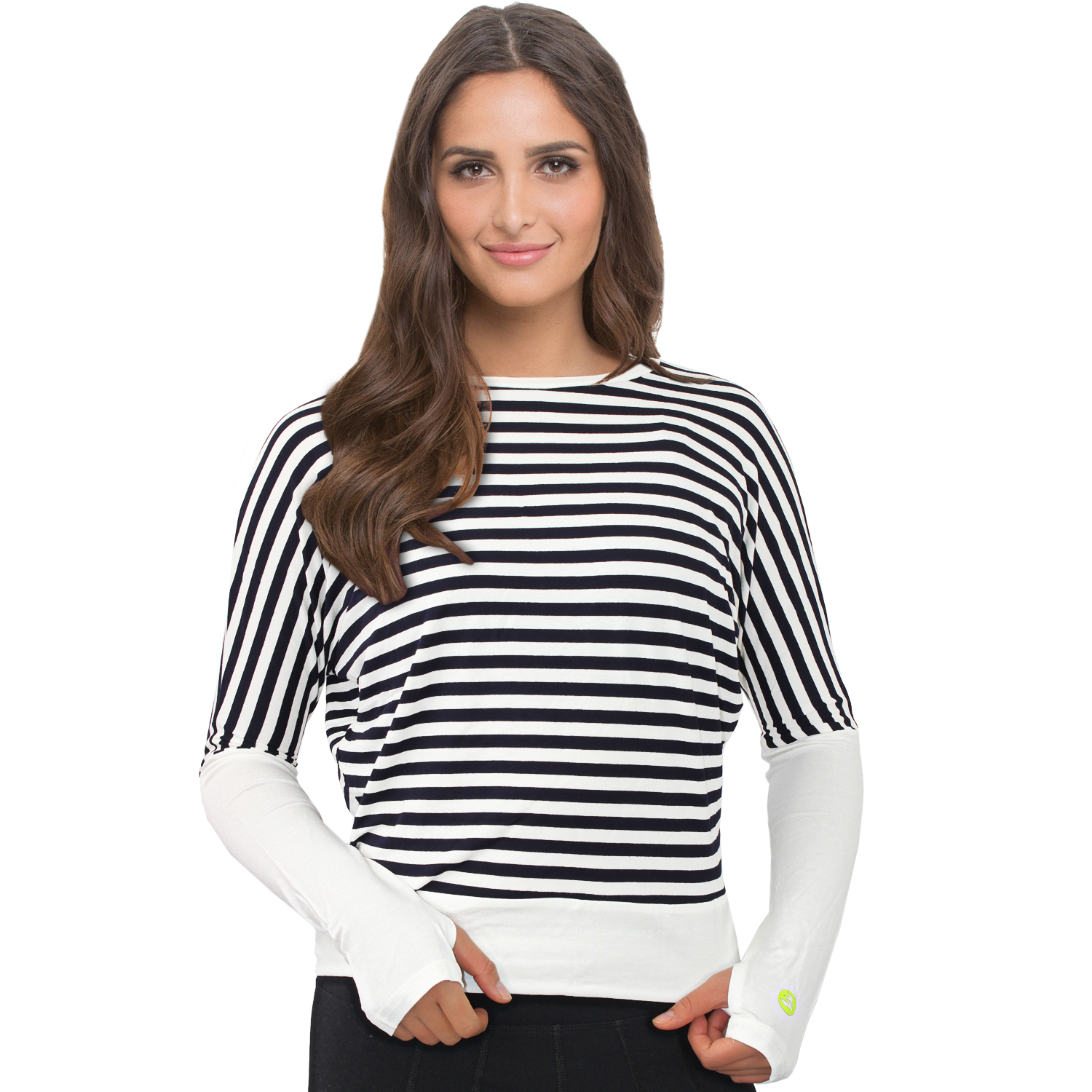 Damen Casual Fledermausärmel Pullover Stripes Slim Fit Yoga Top Shirt