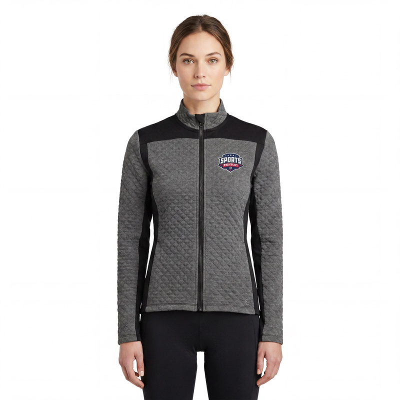 Gesteppte Farbblock-Fahrradjacke für Damen