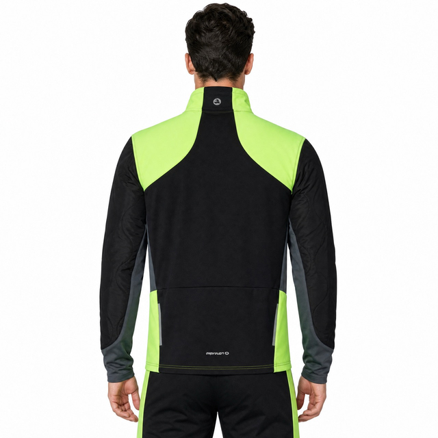 Windfeste Herren-Outdoor-Jacke mit Stepp-Farbblock und Fluro-Besatz