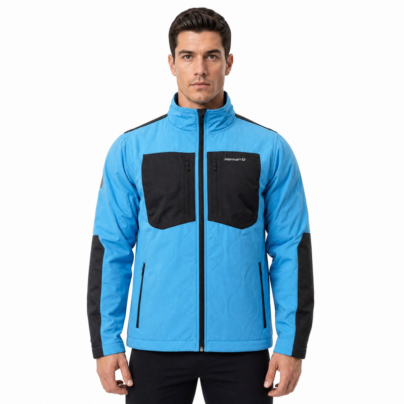 Herren-Jacke mit Reißverschluss, Camping, Wandern, Bergsteigen, Alpinismus, Quilten, Farbblockierung