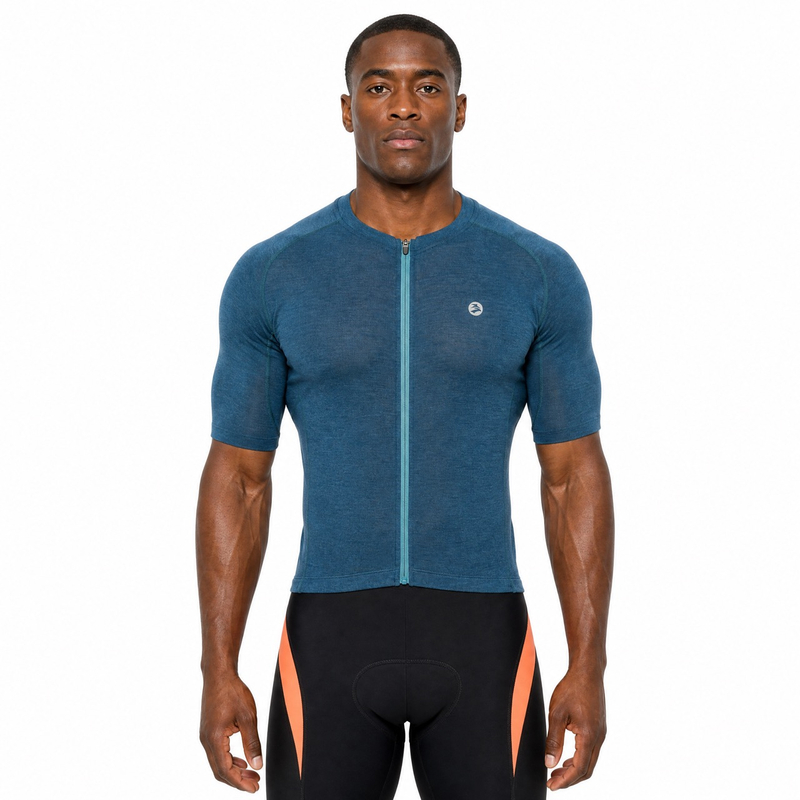 Kurzarm-Radtrikot aus Merinowolle mit Raglanärmeln