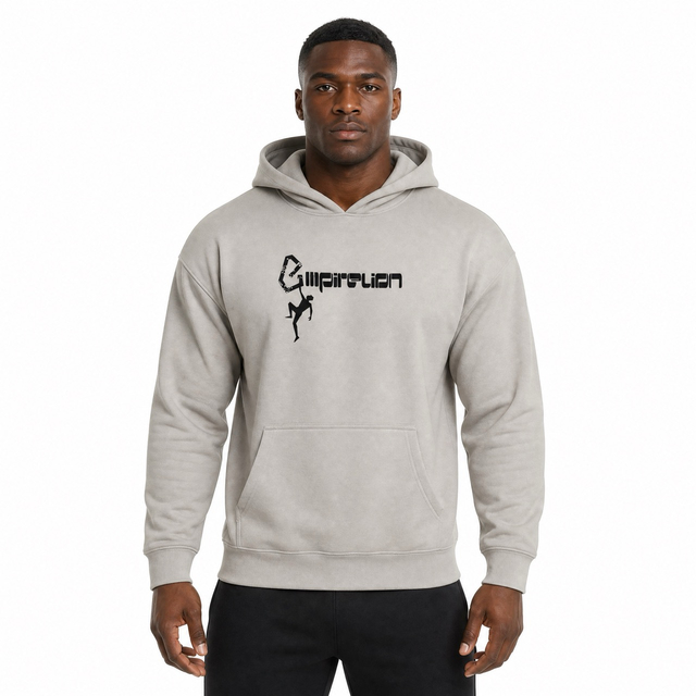 Bedruckter Over-Shoulder-Kapuzenpullover für Herren zum Klettern