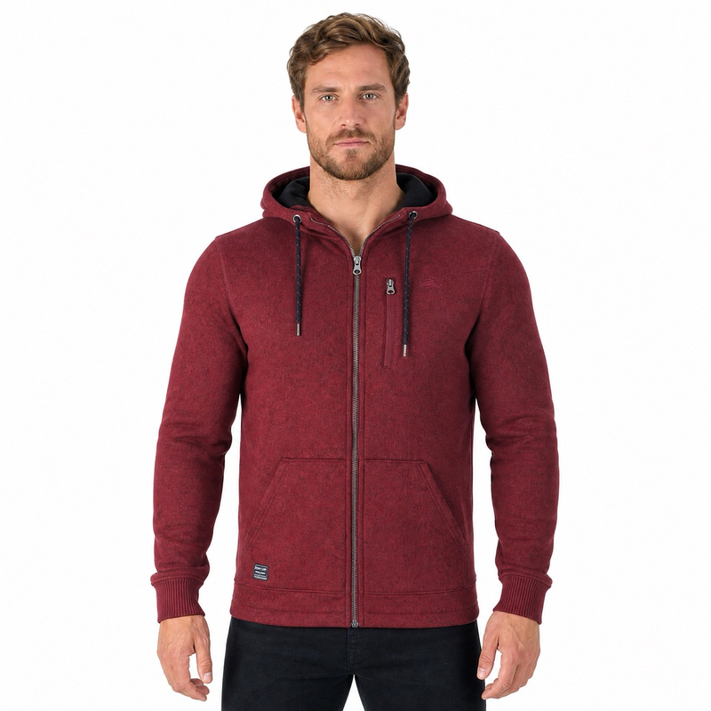 Bonded Zip Thru Hoodie für Herren, gemütliches, thermisches, winddichtes Kletter- und Wander-Sweatshirt