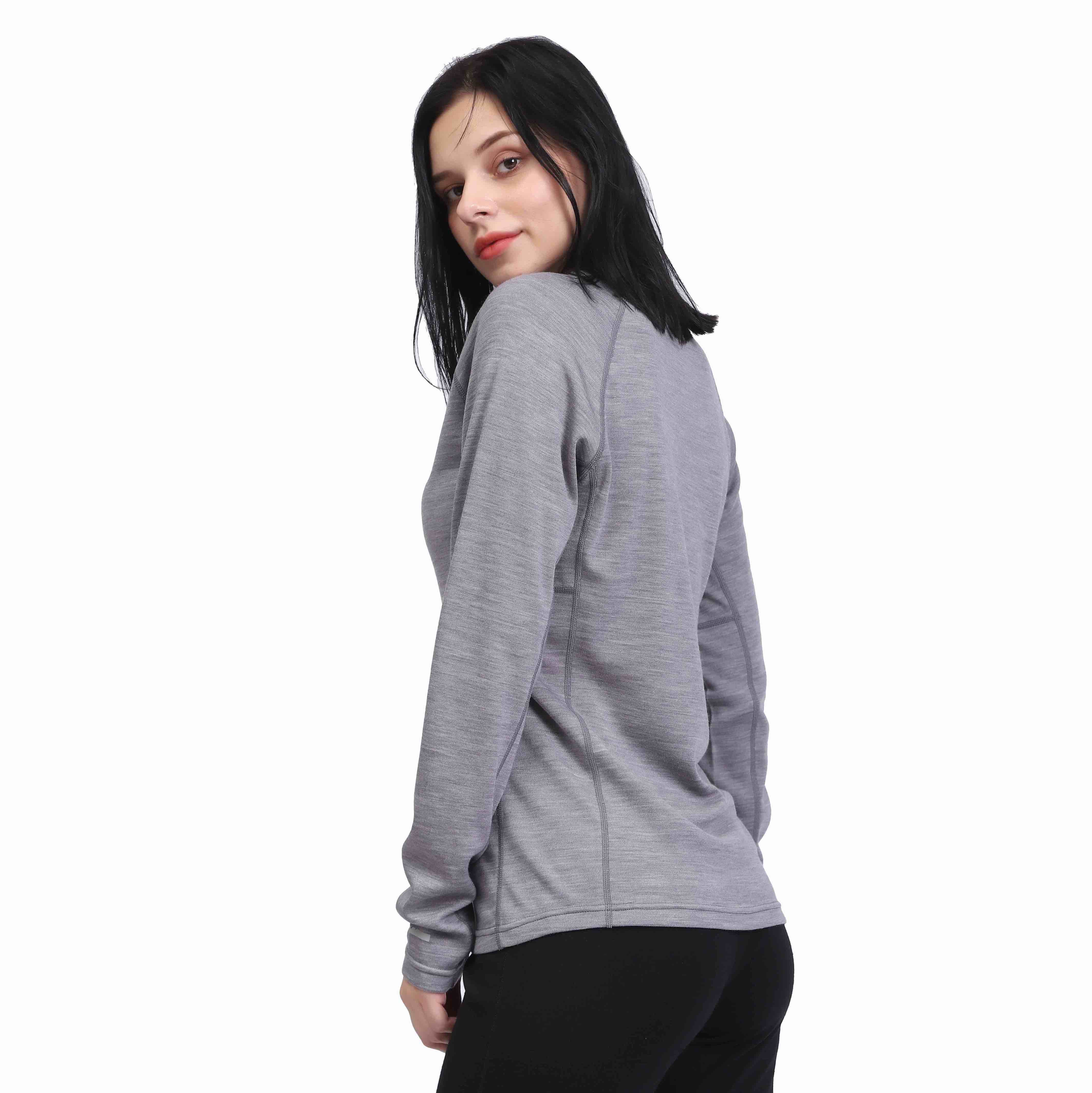 Damen 100% Merino Woll Wärme Unterwäsche Langarm Basisschicht Set 