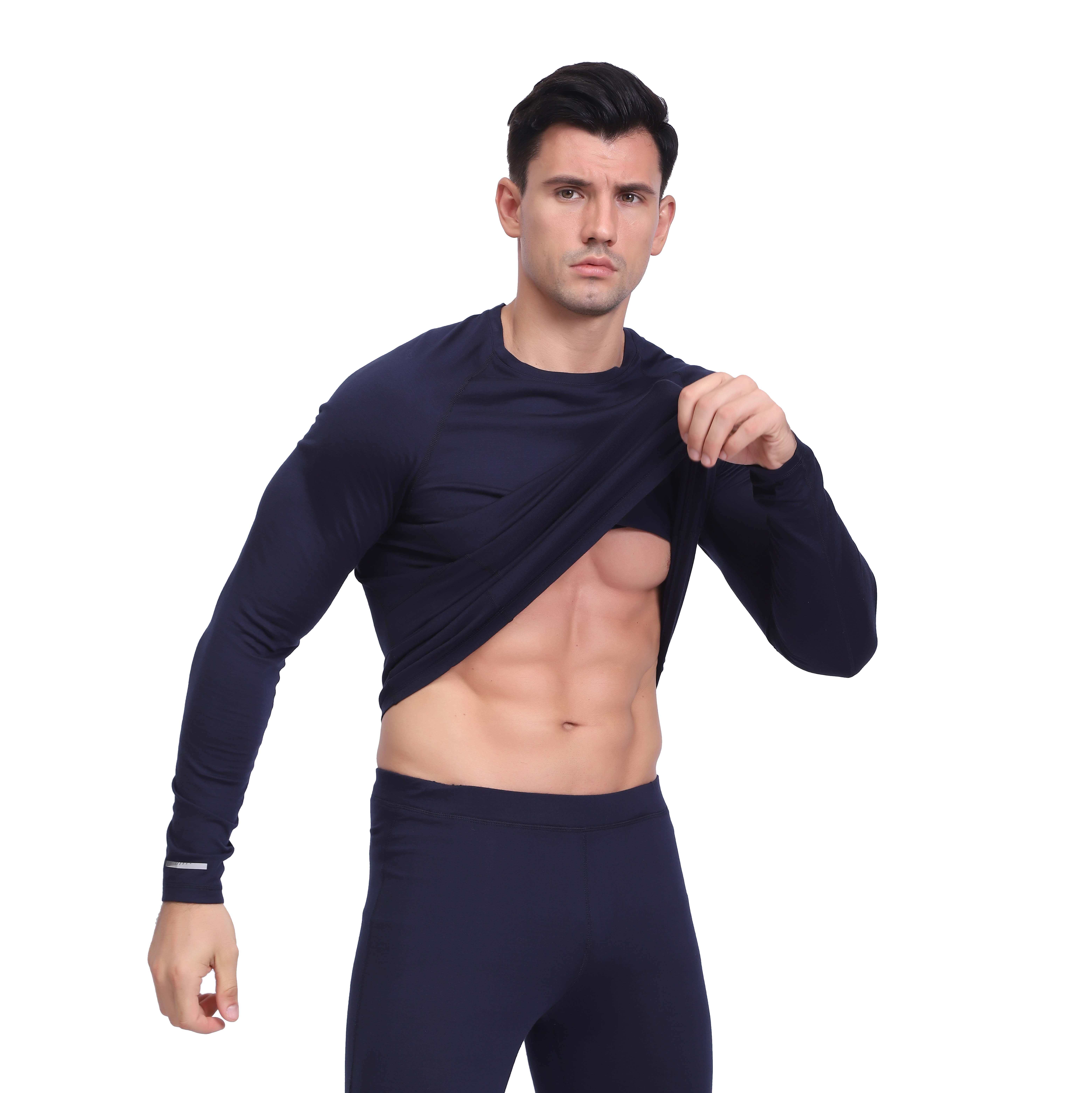 Merino Wollmischung Unterwäsche Langarm Basisschichtschicht für Männer
