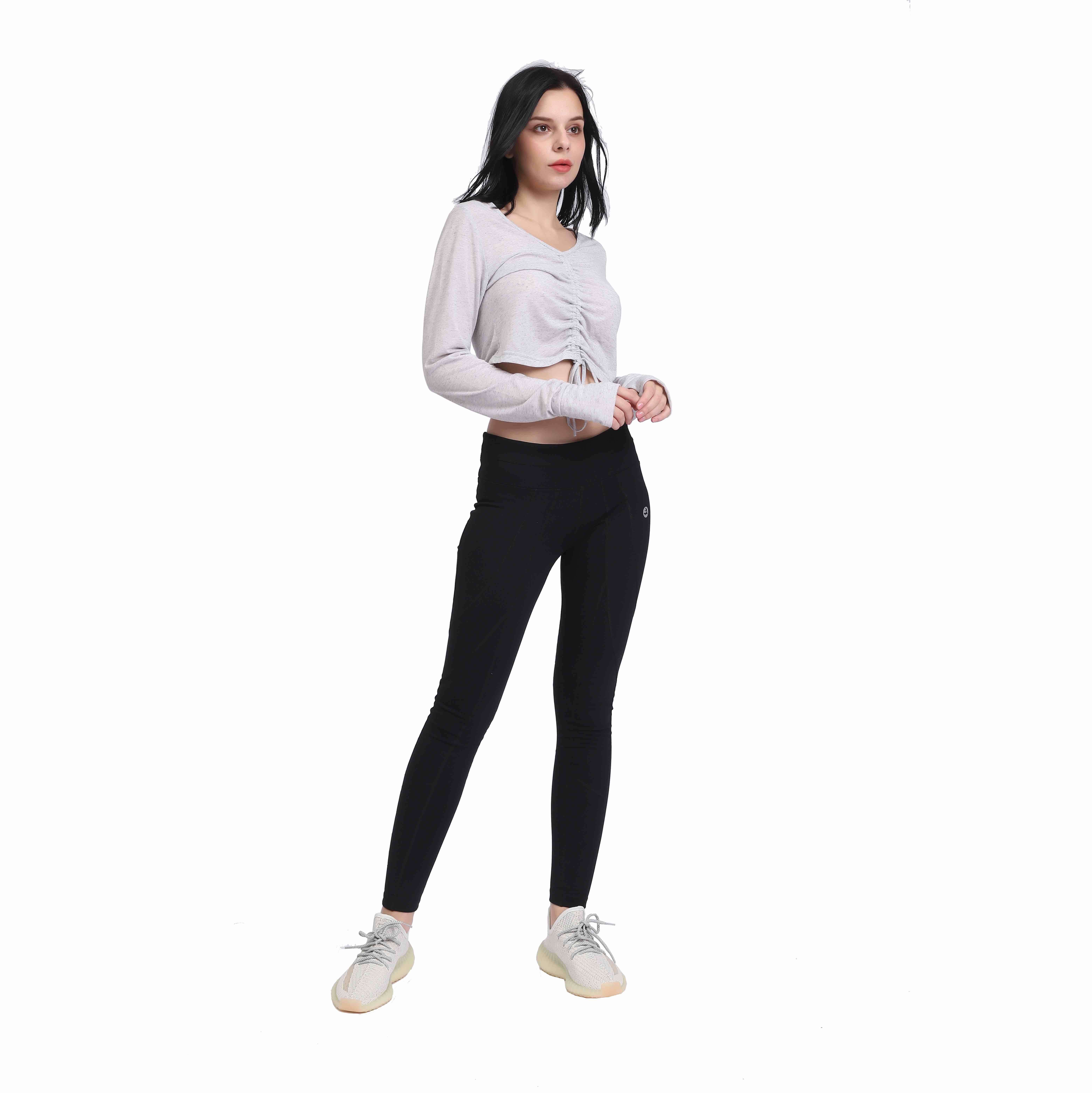 Damen-Lauf-Yoga-Leggings mit Bauchkontrolle und Zwickel im Schritt