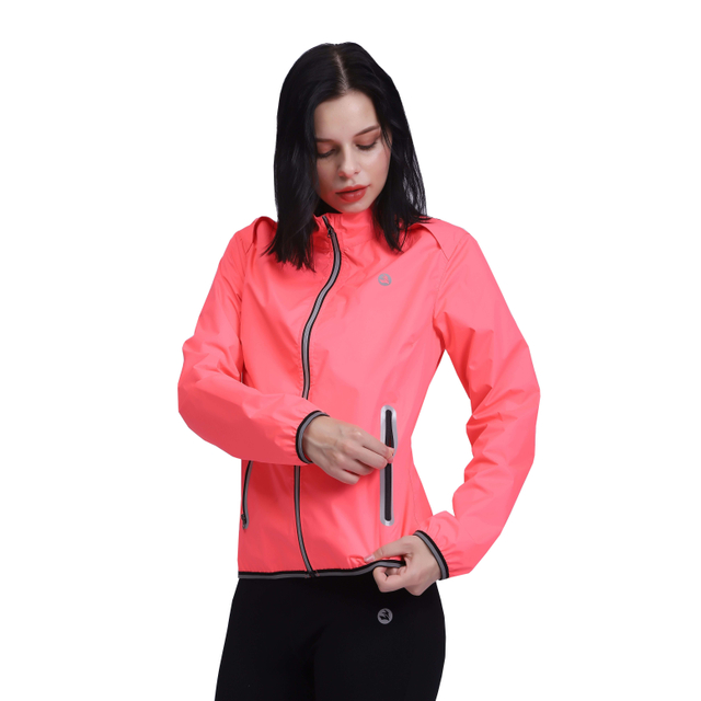 Frauen winddichtes leichte Reflexion Bindungsständer Collar Reißverschlussjacke Top