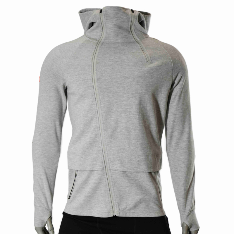 Herren, die diagonale Knackpacket mit hohem Kragen Doppelzip Raglan Ärmel Hoodie Jacke laufen lassen