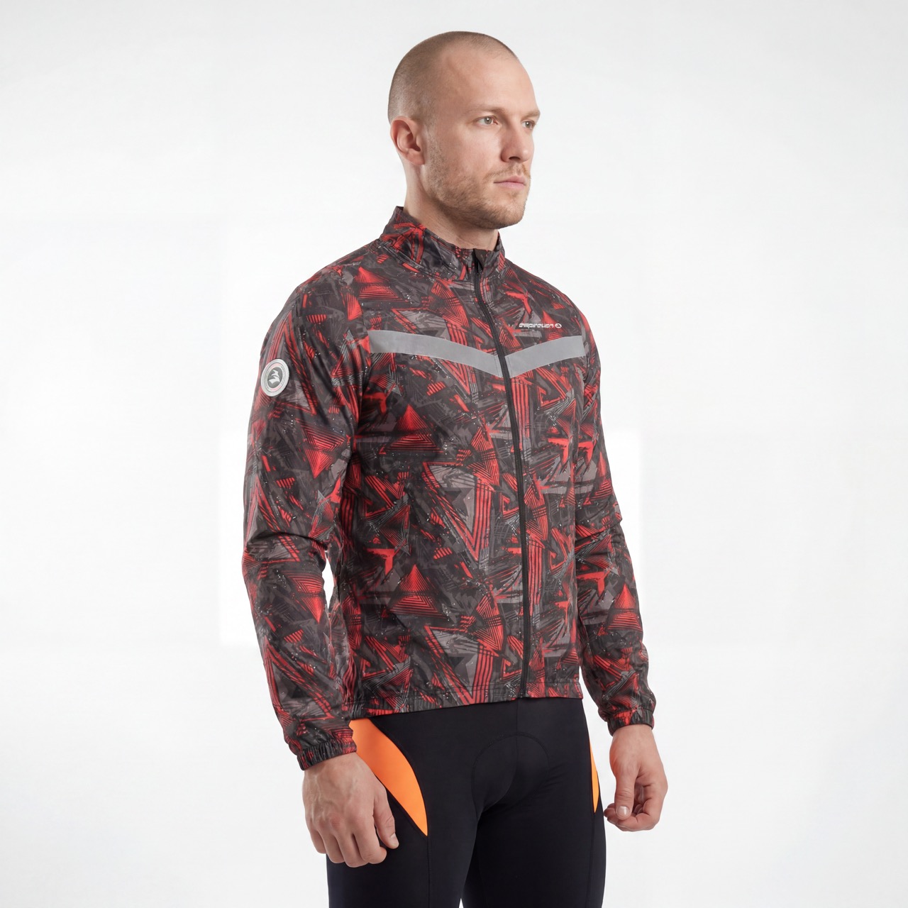 Wasserfeste Regenradjacke mit Allover-Print und reflektierendem Besatz