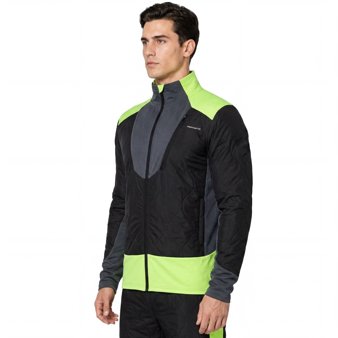 Windfeste Herren-Outdoor-Jacke mit Stepp-Farbblock und Fluro-Besatz