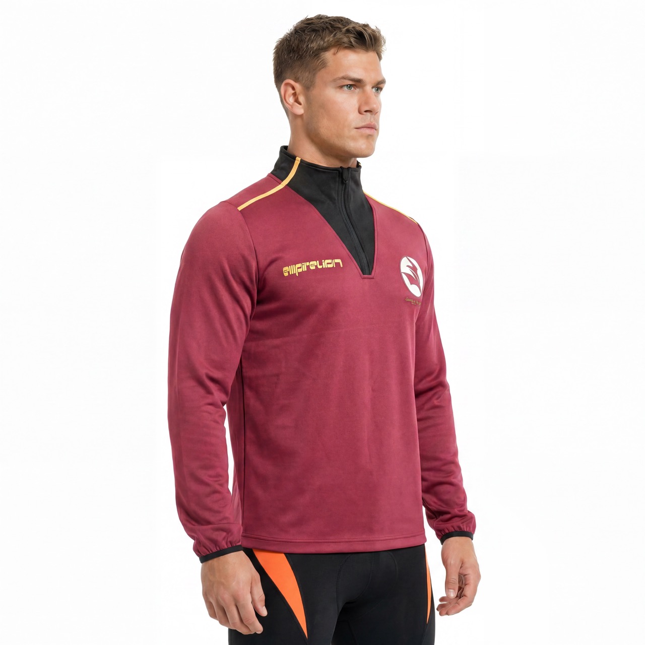Herren-Sportjacke mit halbem Reißverschluss und Farbblock