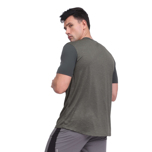Herren Running Dry Fit T-Shirt Athletic Panel Kurzarm Tops