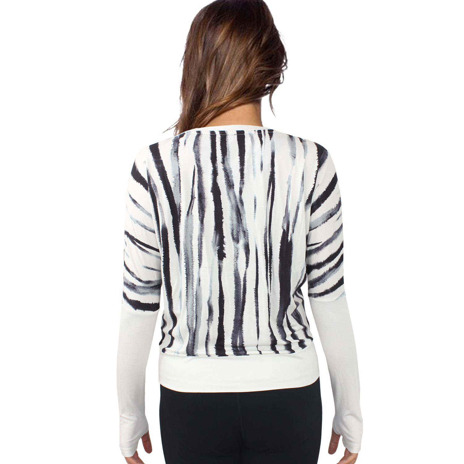 Damen Casual Fledermausärmel Pullover Stripes Slim Fit Yoga Top Shirt