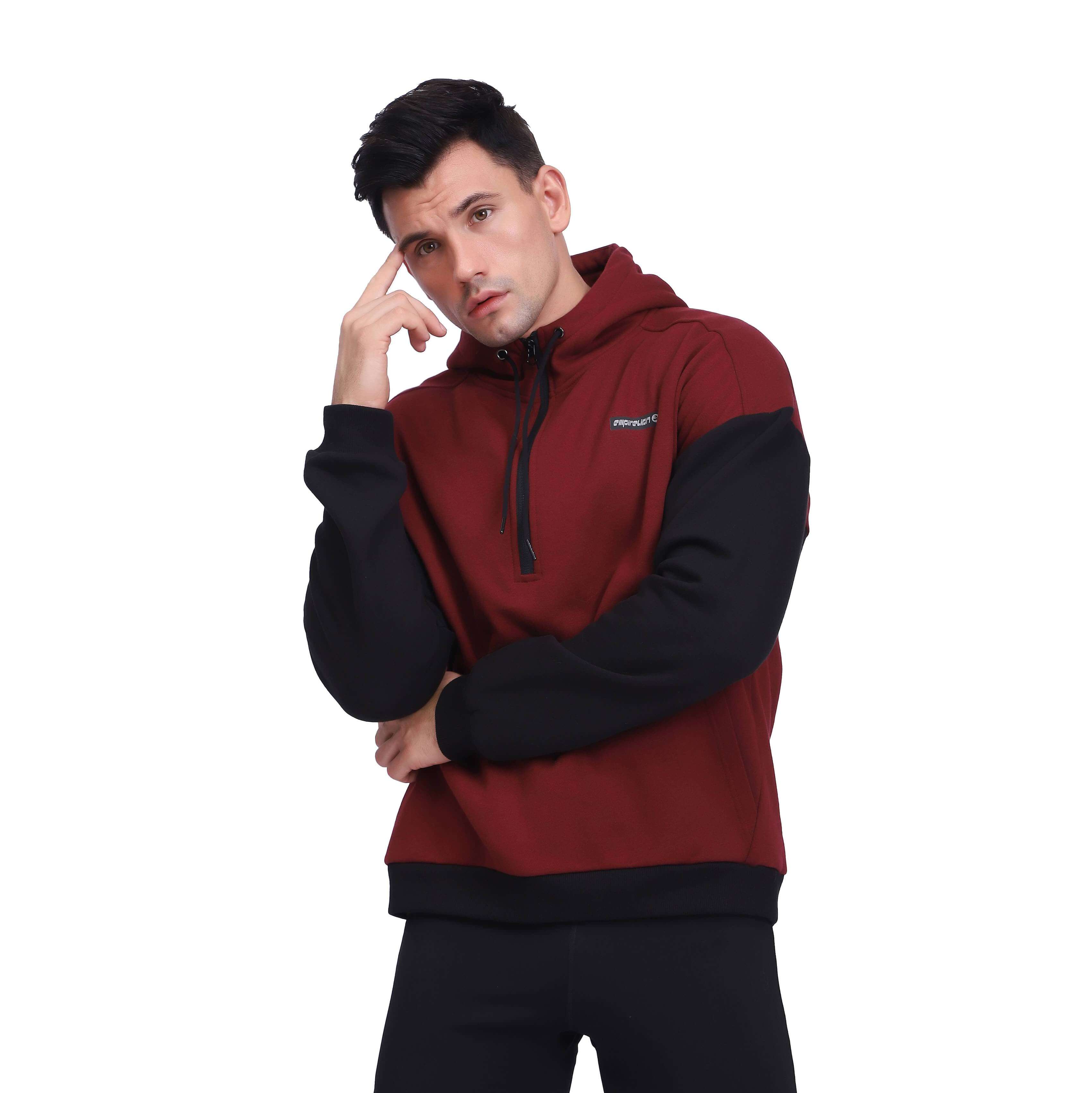 Kängurutasche mit halbem Reißverschluss für Herren Stilvolle Sport-Sweatshirt-Oberteile