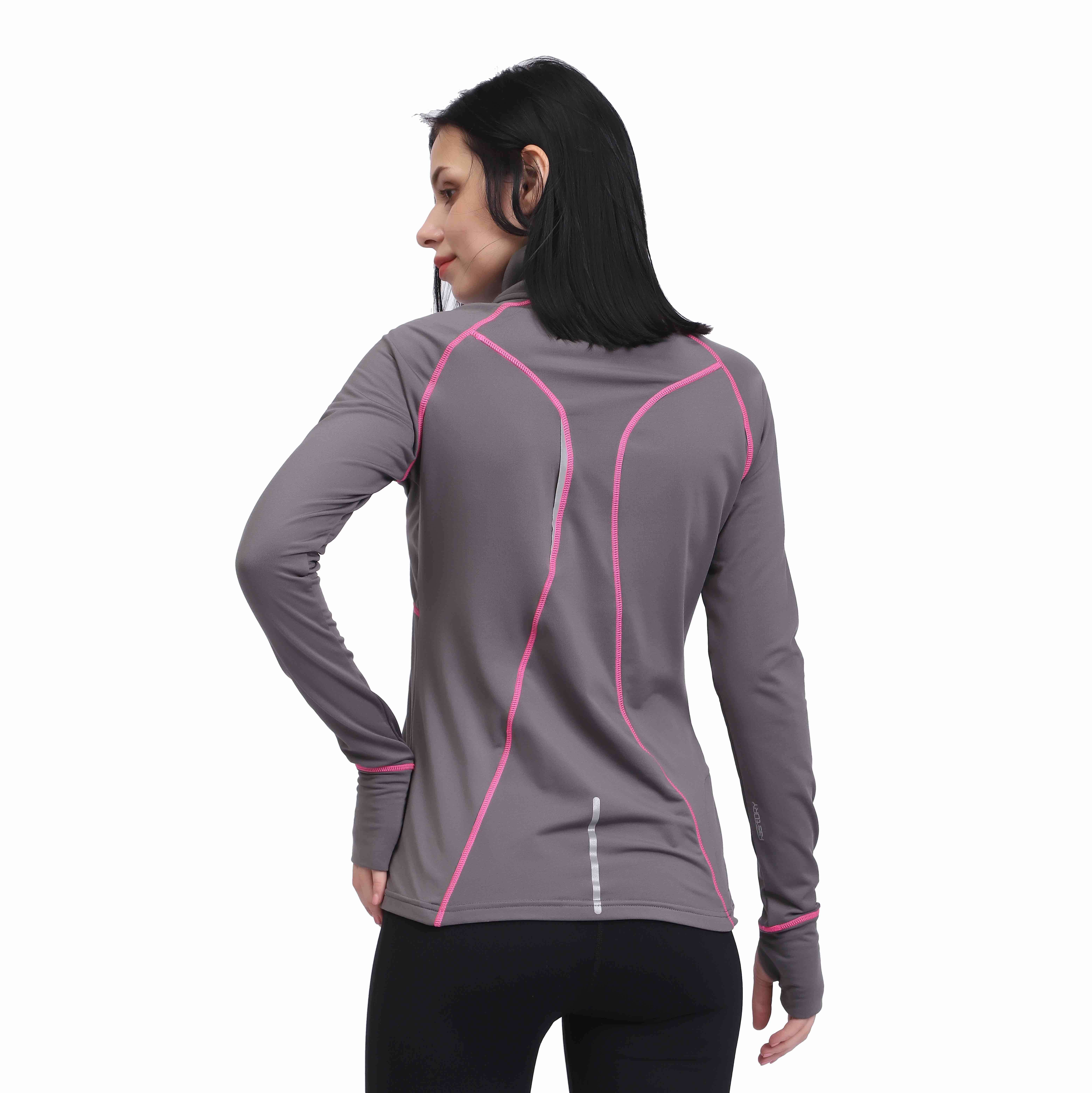 Frauen halb Zip-up Yoga Training Running Track Jacke 