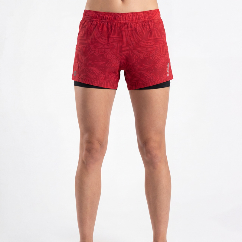 2-in-1-Laufshorts mit Allover-Print für Damen