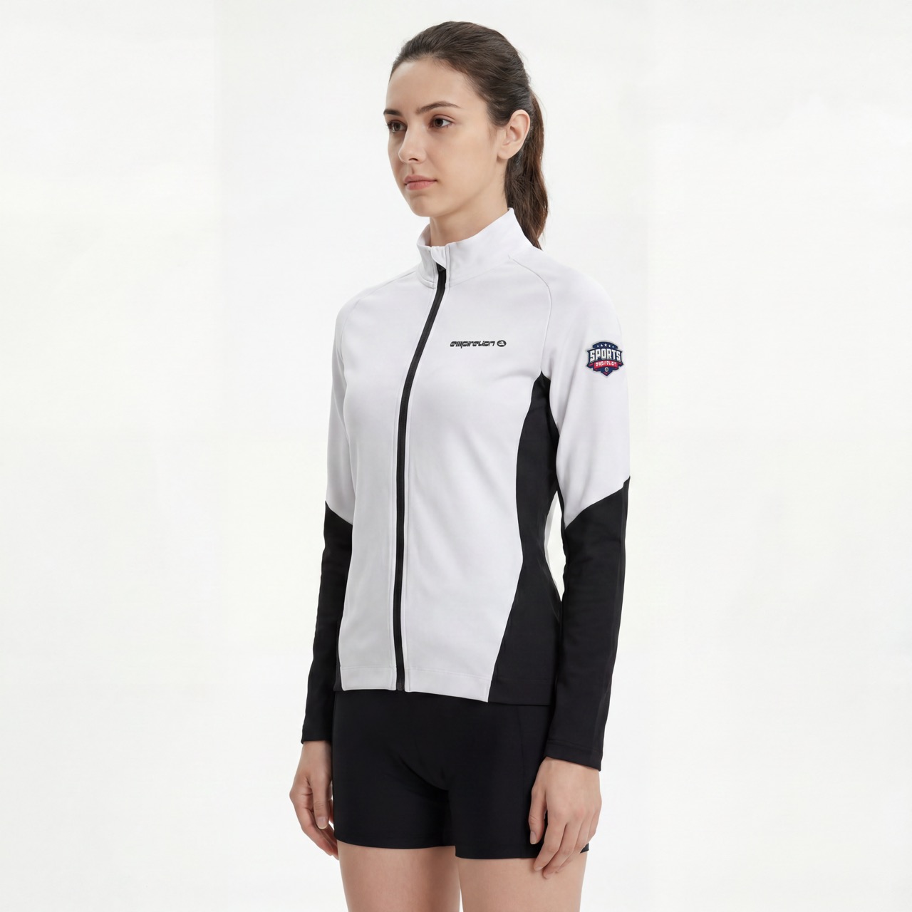 Sportmode-Jacke für Damen mit Farbblock und reflektierendem Besatz