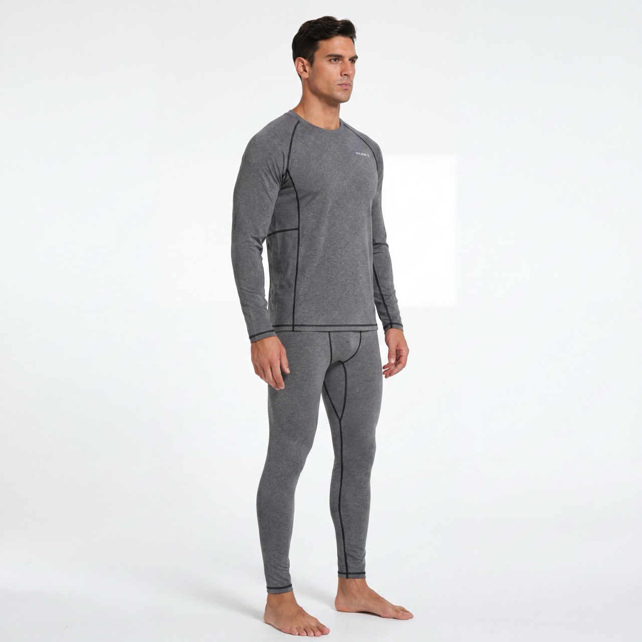 Herren-Thermounterwäsche, lange Unterhose, Basisschicht, Innenfleece, Oberteil und Unterteil, 2-teiliges Set