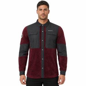 Herren-Fleece-Hemden zum Wandern und Camping, winddicht, Shaggy Fuzzy Melange