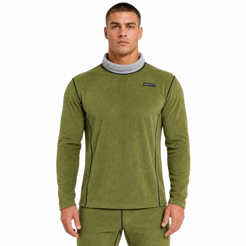 Reversible Herren-Unterwäsche-Oberteile aus farbblockiertem, doppelt gebürstetem Fleece