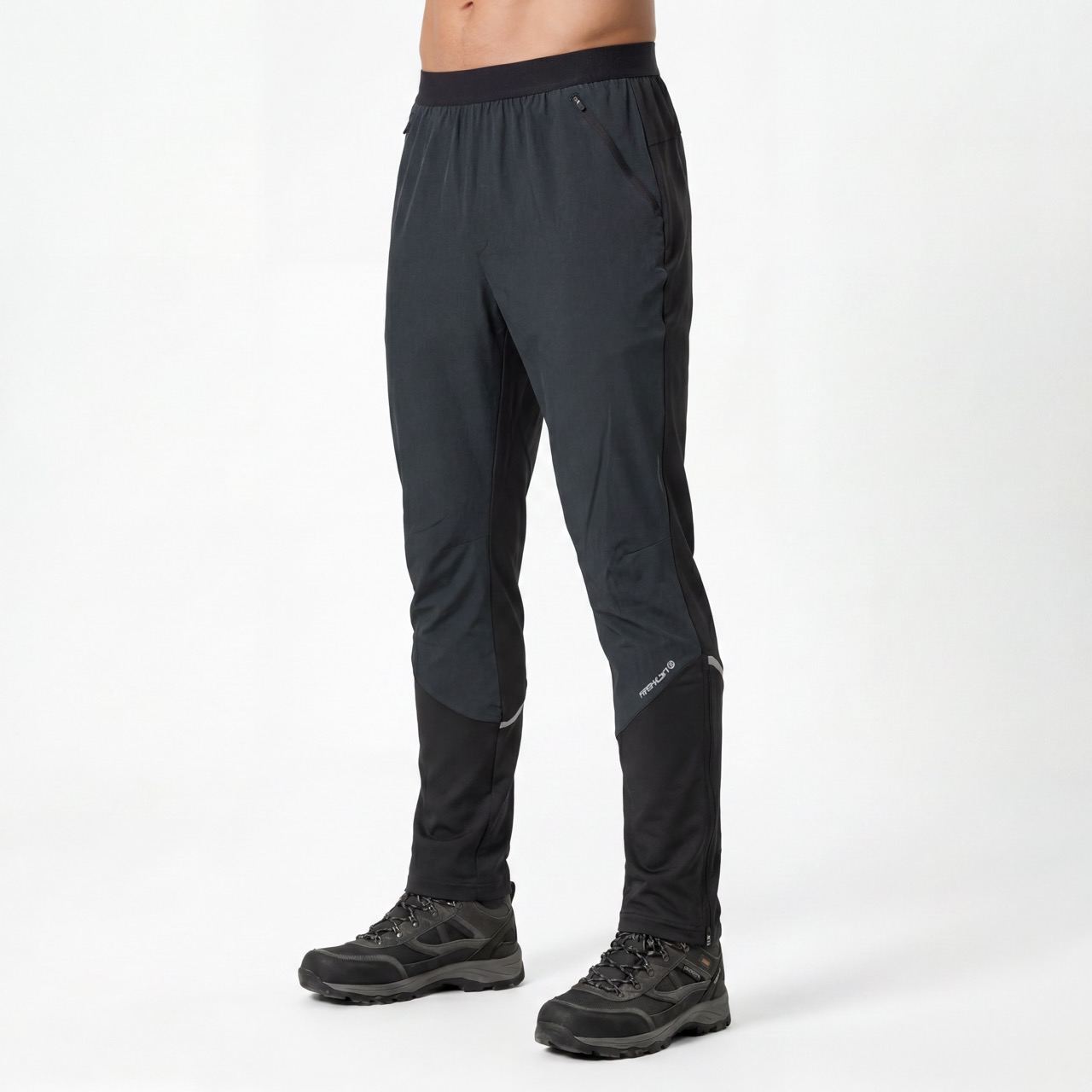 Herren-Aktivhose mit elastischem Bund und Farbblock und reflektierenden Besätzen