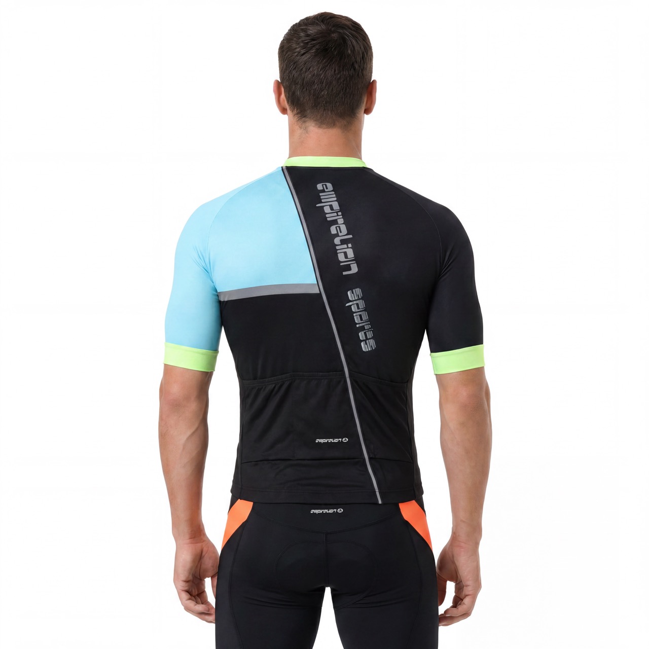 Kurzarm-Raglan-Radtrikot mit reflektierenden Besätzen und hohem Halsausschnitt